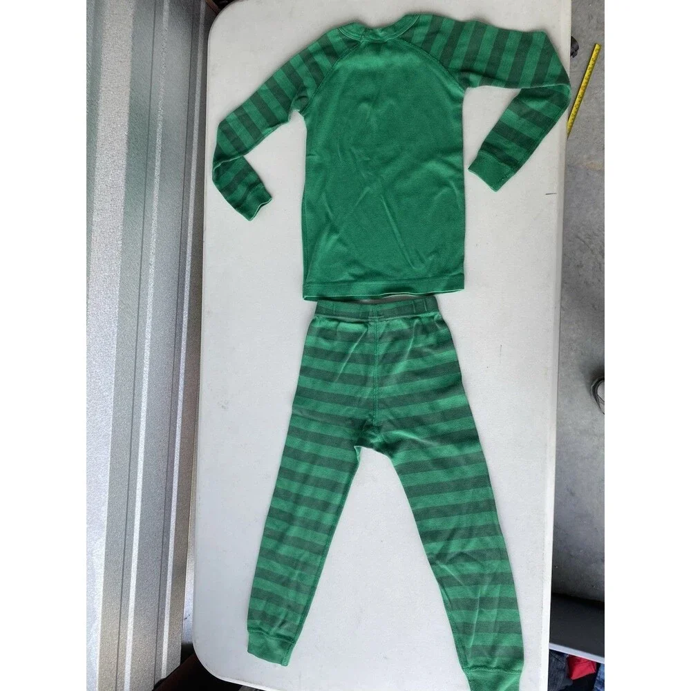 Hanna Andersson Green Dragon Long John Pajamas Size 110 US 5 100% Organic Cotton